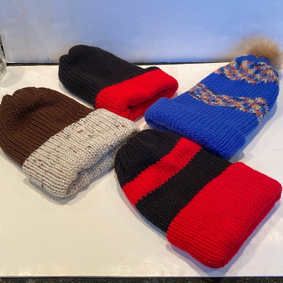 Other - NWOT Hand-Knit Set of 4 Winter Hats